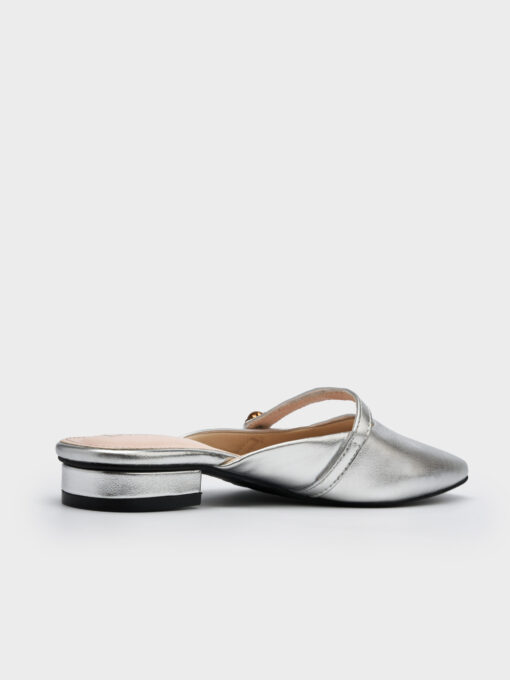 Giày mule nữ thiết kế ánh bạc thời trang chất liệu da microfiber thương hiệu LA CAMIE DB5B0084 - Hình ảnh 4