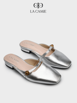 Giày mule nữ thiết kế ánh bạc thời trang chất liệu da microfiber thương hiệu LA CAMIE DB5B0084