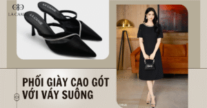 cách phối giày cao gót với váy suông