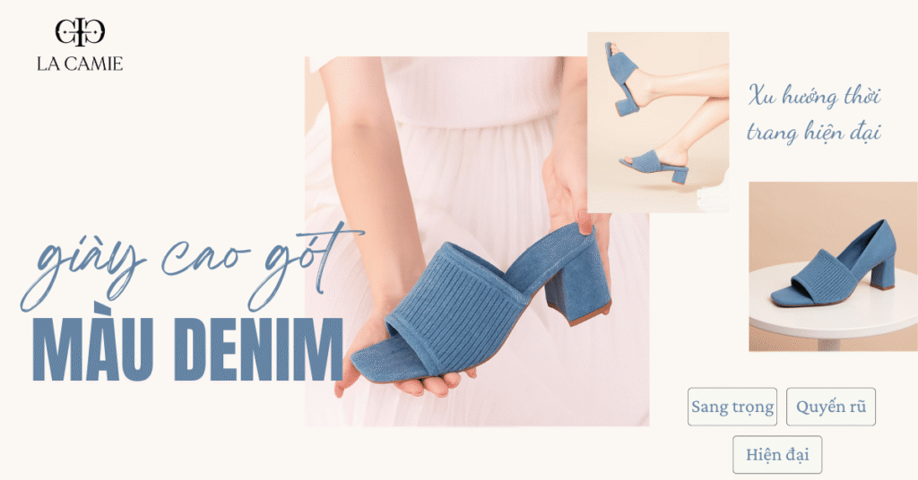 giày cao gót màu denim