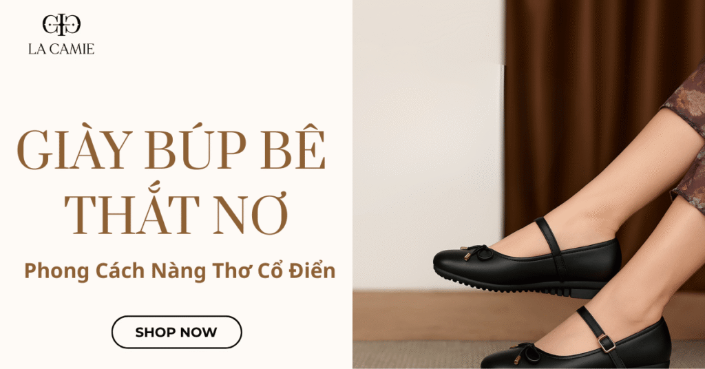giày búp bê thắt nơ