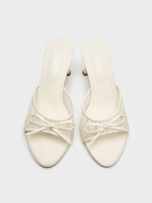 Dép cao gót phối ren nơ DC5B0098 - Giày dép nữ đẹp thương hiệu La Camie