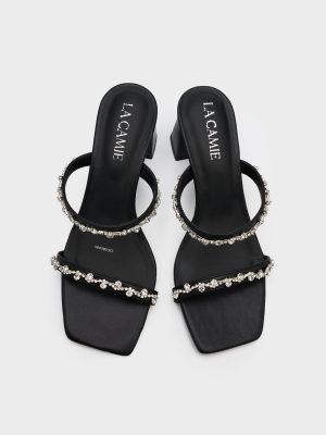 Dép cao gót hai quai mảnh đính đá GC5B0085 - Giày dép nữ đẹp thương hiệu La Camie