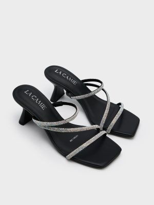 Dép cao gót quai chéo đính đá GC5B0088 - Giày dép nữ đẹp thương hiệu La Camie