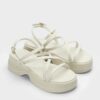 Sandal nữ đế platform màu trắng, quai đan chéo, quai hậu khóa gài – GB5B0111.