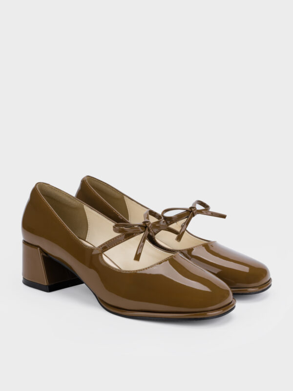Giày cao Mary Jane mũi vuông nơ dây GC5B0136