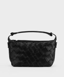 Túi đeo vai đan chéo woven, da microfiber phối vải dệt – TX5A0801