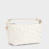 Túi baguette woven màu trắng, da microfiber phối vải dệt – TX5A0801.