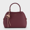 Túi xách da cao cấp, dáng vòm dome, charm hoa chuông da trơn mịn, màu đỏ mận – TX5A0803