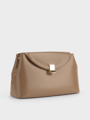 Túi đeo vai nắp cong flap khóa vuông, da cao cấp bán bóng – TX5A0806