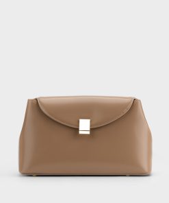 Túi đeo vai nắp cong flap khóa vuông, da cao cấp bán bóng – TX5A0806