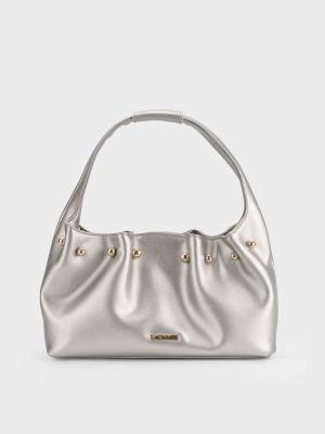 Túi xách nữ hobo nhún miệng đính đinh tán, da cao cấp Metallic TX5A0807 – Thương Hiệu La Camie