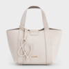 Túi xách nữ màu trắng, phom satchel, chỉ tương phản, charm da – TX5A0808.