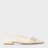 Giày Bệt Nữ Mũi Nhọn Da Microfiber Slingback màu kem GB5B0127 La Camie