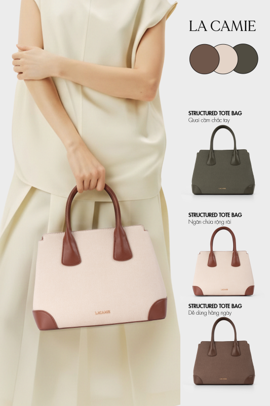 Túi Xách Nữ Dáng Tote Da Cao Cấp Phối Canvas TX6A0817 La Camie