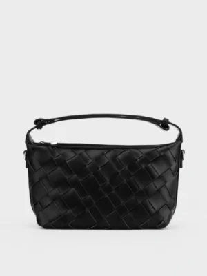 Mẫu túi xách tay nữ sang trọng dẫn đầu xu hướng: Túi đeo vai đan chéo woven, da microfiber phối vải dệt – TX5A0801