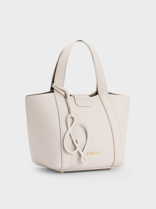 mẫu túi xách nữ đẹp sang trọng - Túi xách tote satchel da cao cấp vân hạt, chỉ nổi tương phản, charm da – TX5A0808