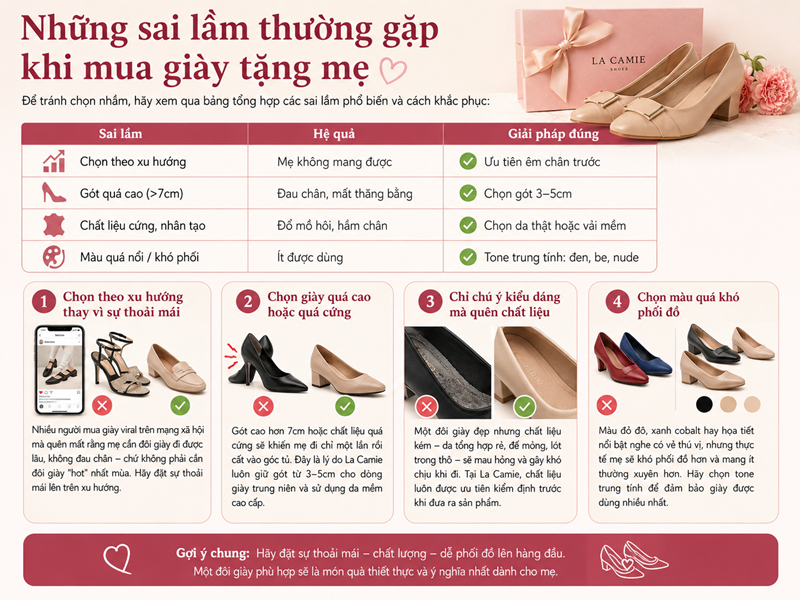 Những sai lầm thường gặp khi mua giày tặng mẹ