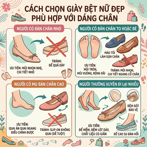 Cách chọn giày bệt nữ đẹp phù hợp với dáng chân