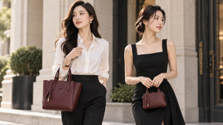Cách phối đồ với túi xách đỏ sang trọng và cuốn hút Phối túi xách đỏ với trang phục trắng và đen