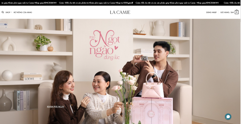 Mua túi xách La Camie chính hãng qua Website, Shopee Mall, Hệ thống cửa hàng