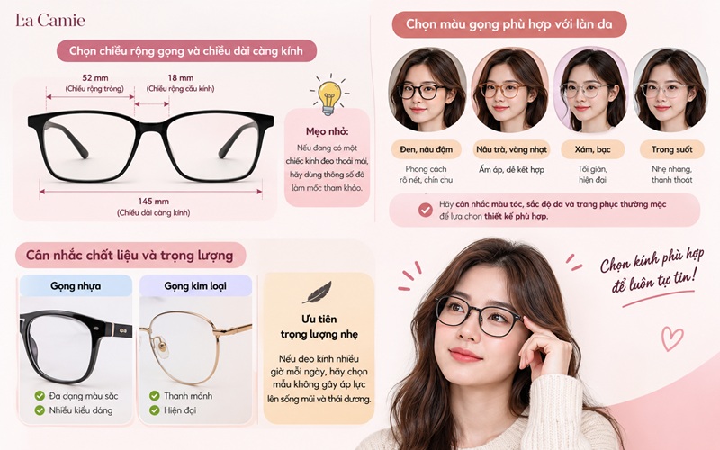 Cách chọn kính theo kích thước, màu sắc và chất liệu