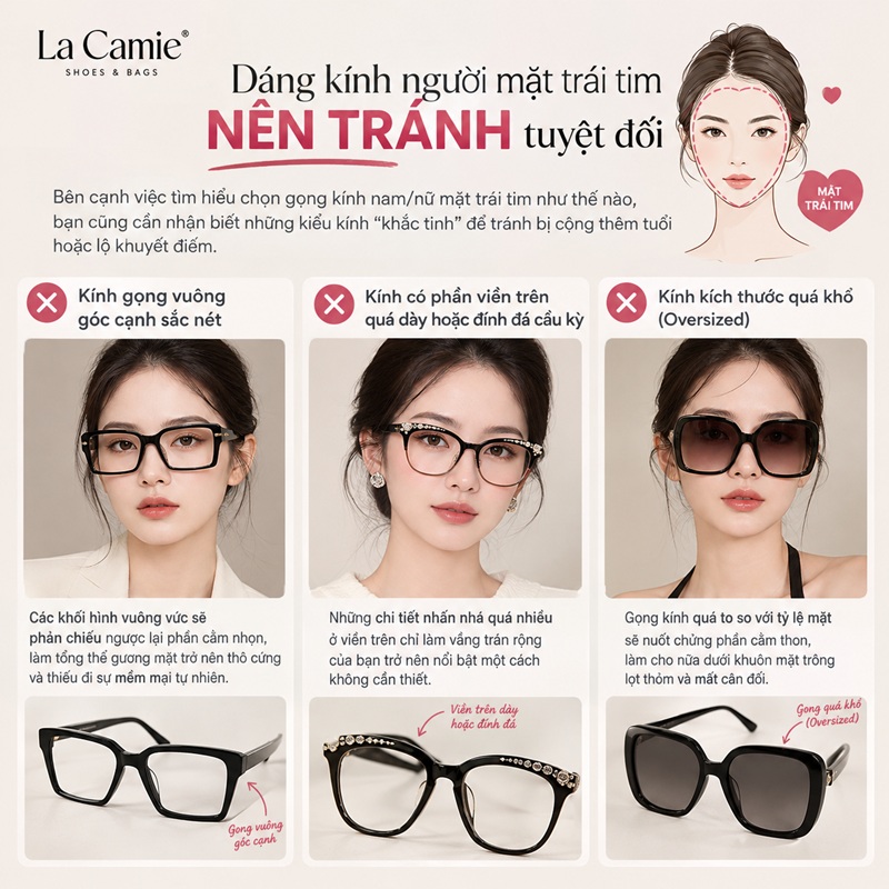 Dáng kính người mặt trái tim NÊN TRÁNH tuyệt đối