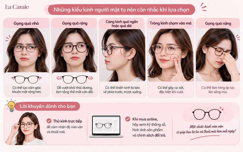 Những kiểu kính người mặt to nên cân nhắc khi lựa chọn